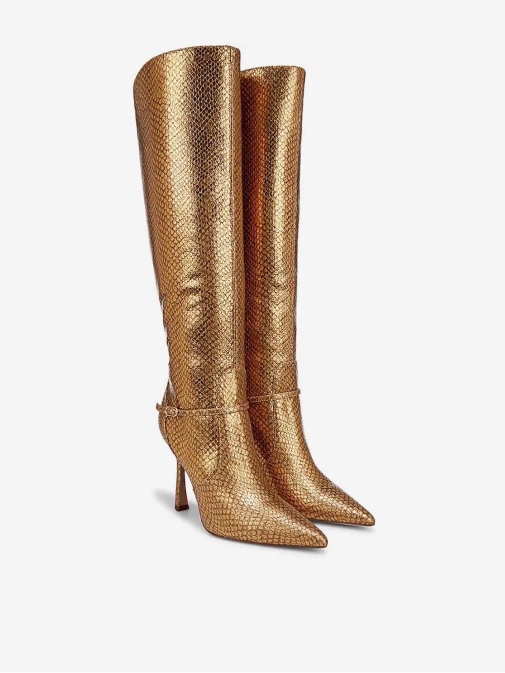 Sam Edelman Elia Medallion Gold Snake tall boots metallic 7 dragon snakeskin